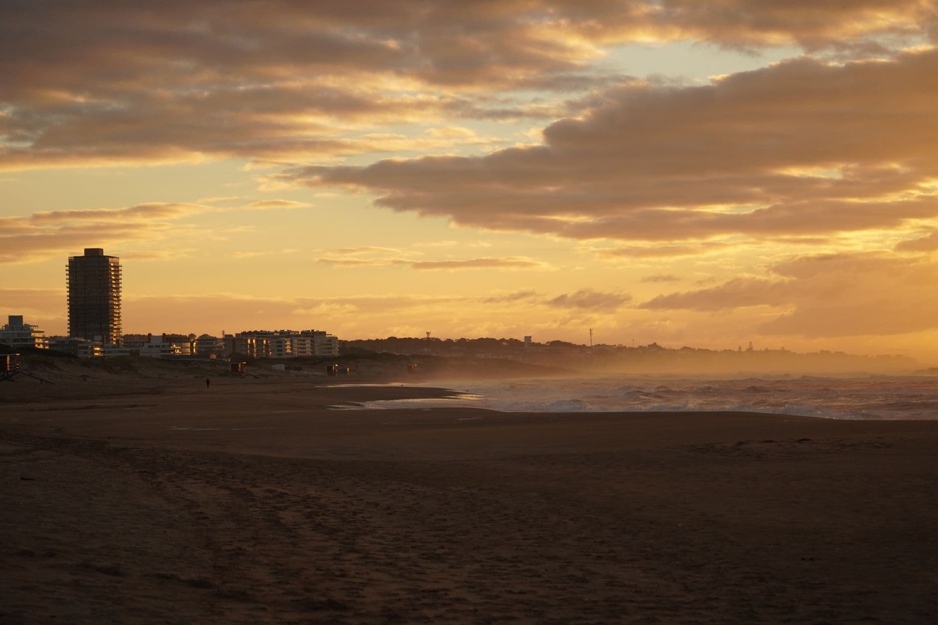 A serene sunset view over Punta del Este beach, capturing the natural beauty of Uruguay's coastline.
